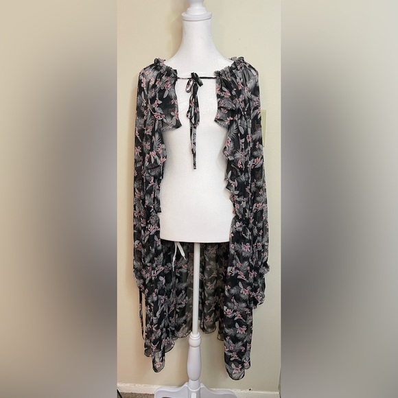 Victoria’s Secret Very Sexy West Side Floral Chiffon Duster Top Cover Up Robes. - Picture 14 of 16
